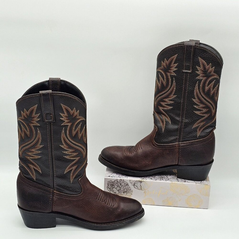Laredo Paris Collection Mens Western Boots Size 8 Brown Leather Pointed Rodeo - Picture 5 of 13